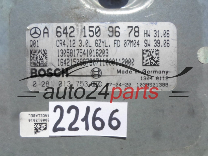 MOTORSTEUERGERÄT ECU STEUERGERAT MERCEDES W 164 BOSCH 0 281 013 753, 0281013753, A 642 150 96 78, A6421509678, CR4.12 