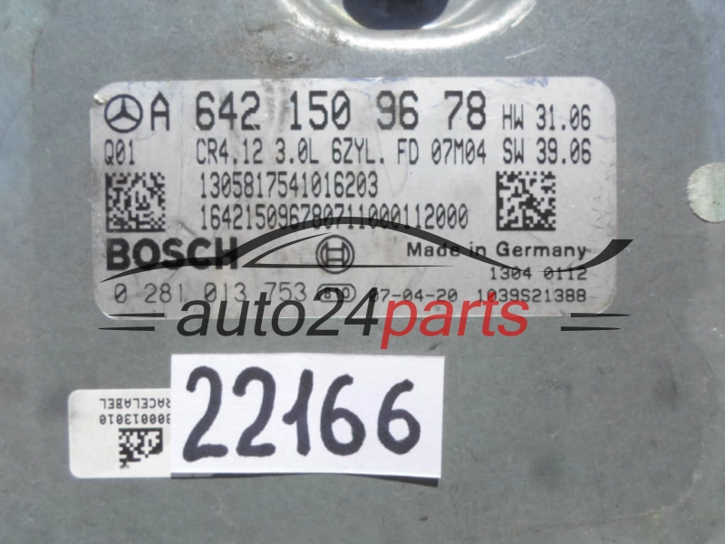 MOTORSTEUERGERÄT ECU STEUERGERAT MERCEDES W 164 BOSCH 0 281 013 753, 0281013753, A 642 150 96 78, A6421509678, CR4.12 