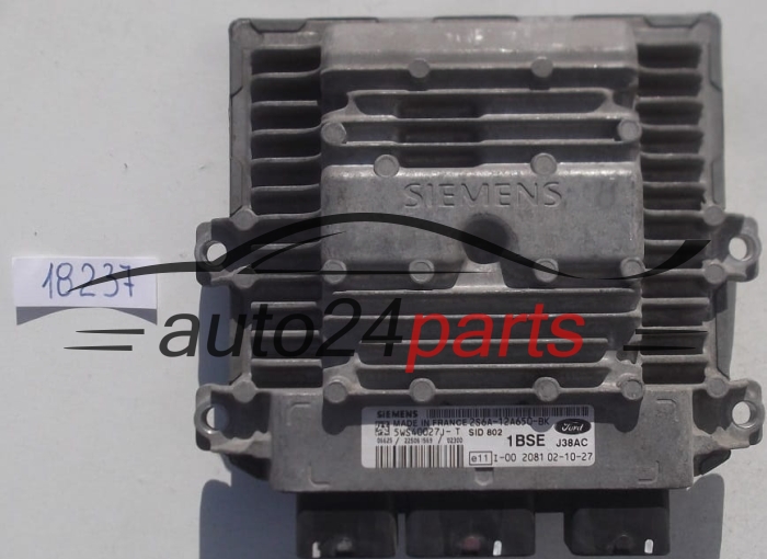 KOMPUTER STEROWNIK SILNIKA FORD FIESTA 1.4 TDCI SIEMENS 5WS40027J-T, 5WS40027JT, 2S6A-12A650-BK, 2S6A12A650BK, SID 802, 1BSE, J38AC 