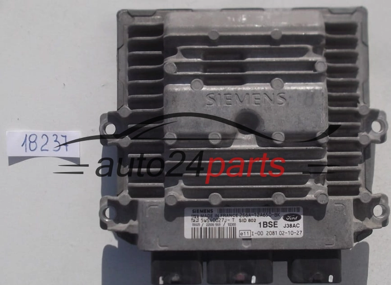 KOMPUTER STEROWNIK SILNIKA FORD FIESTA 1.4 TDCI SIEMENS 5WS40027J-T, 5WS40027JT, 2S6A-12A650-BK, 2S6A12A650BK, SID 802, 1BSE, J38AC 