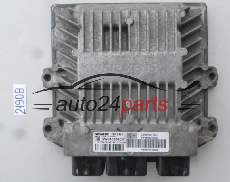KOMPUTER STEROWNIK SILNIKA CITROEN PEUGEOT 2.0 HDI SIEMENS 5WS40136C-T, 5WS40136CT, SW9653059380, HW9647423380 
