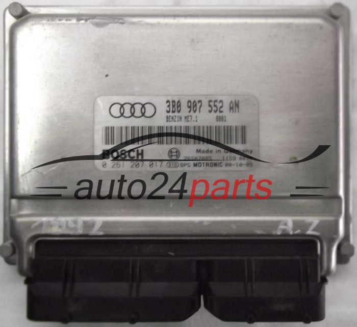 KOMPUTER STEROWNIK SILNIKA AUDI A6 2.4 AML 3B0907552AN, 3B0 907 552 AN, BOSCH 0261207017, 0 261 207 017 BENZIN ME7.1 0001 