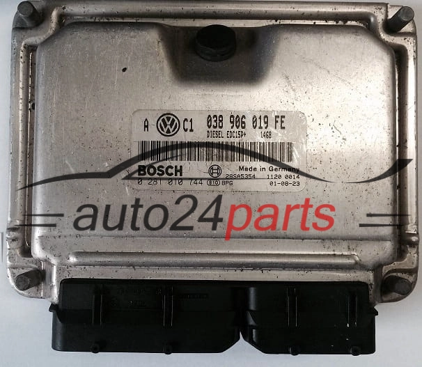 CALCULATEUR MOTEUR VOLKSWAGEN GOLF BORA 1.9 TDI ARL BOSCH 0 281 010 744,  038 906 019 FE