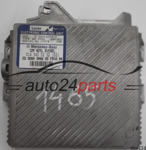 MOTORSTEUERGERÄT ECU STEUERGERÄT MERCEDES W202 C-KLASA C220 DIESEL A0145455232, 0145455232, A 014 545 52 32, DCU R 04010008 D, R04010008D (80438D) 