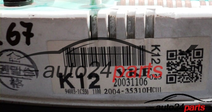 Tacho Kombiinstrument HYUNDAI GETZ 1.5 CRDI K12 20031106 940031C550, 94003-1C550, 200435310H, 2004-35310H
