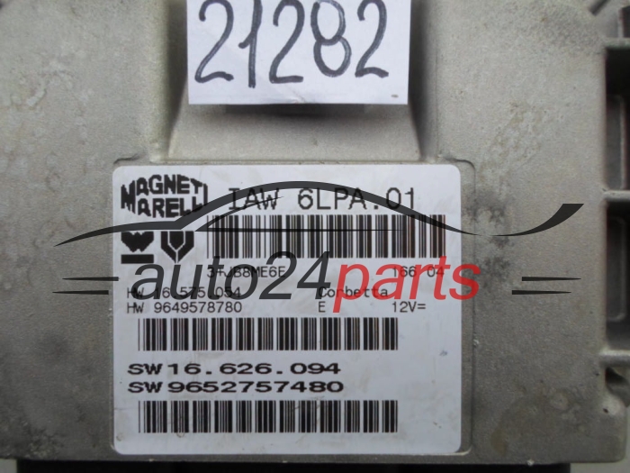MOTORSTEUERGERÄT ECU STEUERGERAT PEUGEOT 206 Magneti Marelli IAW 6LPA.01, IAW6LPA01, SW 9652757480, HW 9649578780