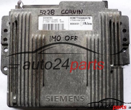ECU CENTRALITA DE MOTOR RENAULT LAGUNA 1.8 SIEMENS S103717108R, S103717108 R, HOM7700863478 HOM 7700863478, 7700106183