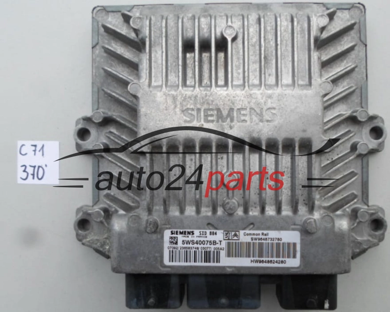 KOMPUTER STEROWNIK SILNIKA CITROEN PEUGEOT 1.4 HDI 5WS40075B-T, 5WS40075BT, SW9648732780, HW9648624280, SID 804 