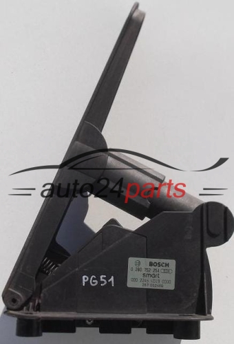 PEDAL DE ACELERADOR POTENCIOMETRO SMART FORTWO BOSCH 0 280 752 254, 0280752254, 000 2245 V019 0000, 0002245V0190000