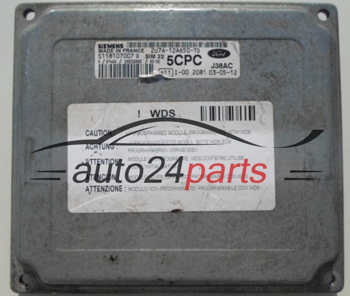 ECU CENTRALITA DE MOTOR  FORD FIESTA FUSION 1.6 SIEMENS S118107007 D,  2U7A-12A650-TD