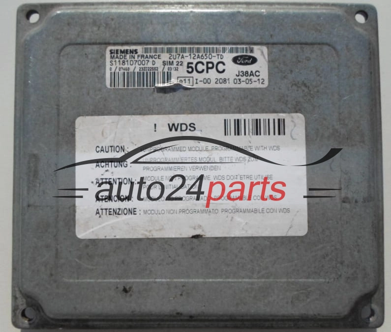 ECU CENTRALITA DE MOTOR  FORD FIESTA FUSION 1.6 SIEMENS S118107007 D,  2U7A-12A650-TD