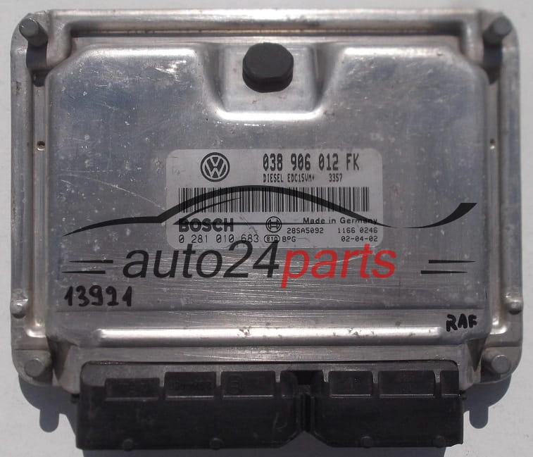 KOMPUTER STEROWNIK SILNIKA SEAT LEON 1.9 TDI ASV 038906012FK, 038 906 012 FK, BOSCH 0 281 010 683, 0281010683, DIESEL EDC15VM+ 3357, 28SA5092