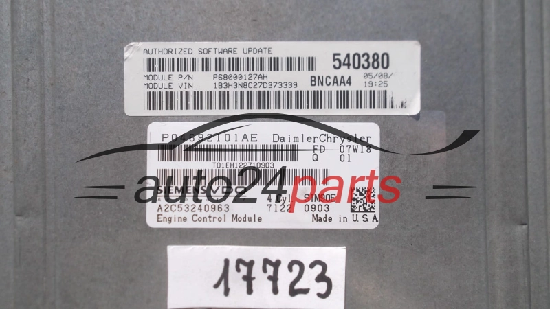 KOMPUTER STEROWNIK SILNIKA CHRYSLER DODGE CALIBER 2.0 A2C53240963 6333 0703 SIM90E P04692101AE