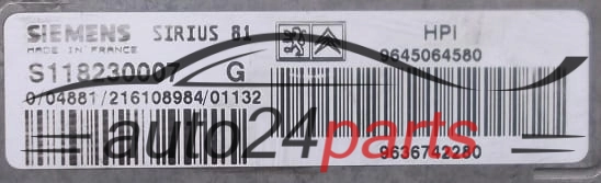 KOMPUTER STEROWNIK SILNIKA CITROEN C5 SIEMENS S118230007 G, S118230007G, 9645064580, 9636742280 