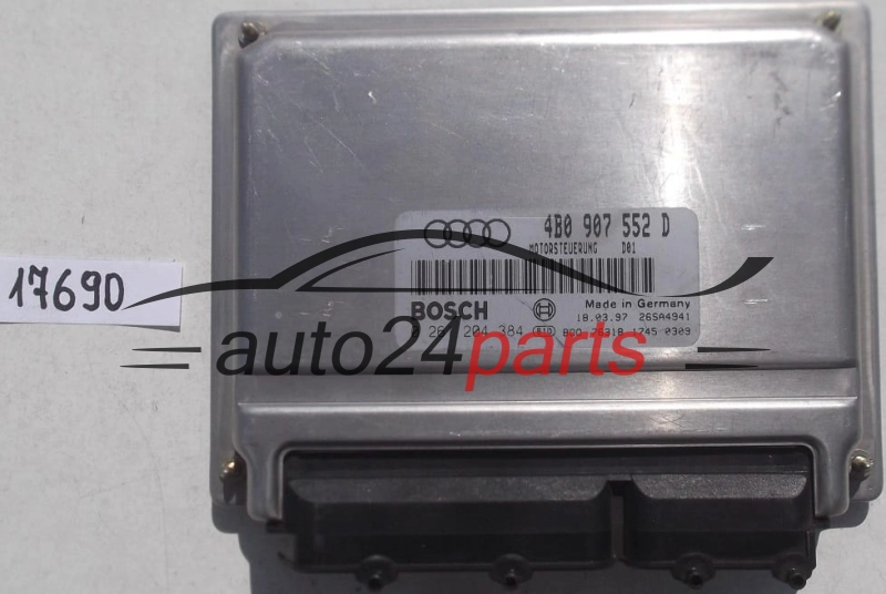 KOMPUTER STEROWNIK SILNIKA A6 C5 2.4 BOSCH 0 261 204 384, 0261204384, 4B0 907 552 D, 4B0907552D