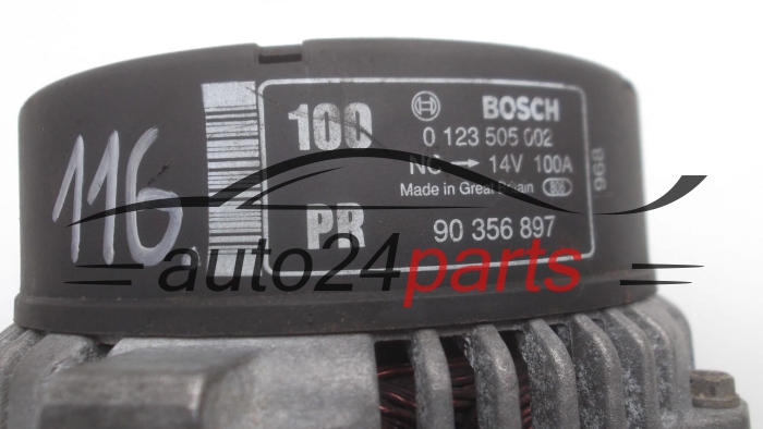 ALTERNATOR OPEL VECTRA B BOSCH 0123505002, 90356897 PR, 100A