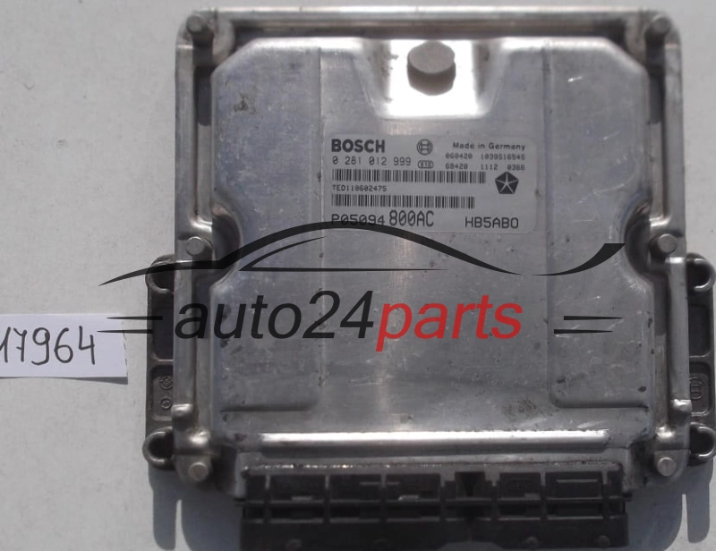 KOMPUTER STEROWNIK SILNIKA CHRYSLER VOYAGER 2.8 CRD BOSCH 0 281 012 999, P05094800AC, HB5ABO