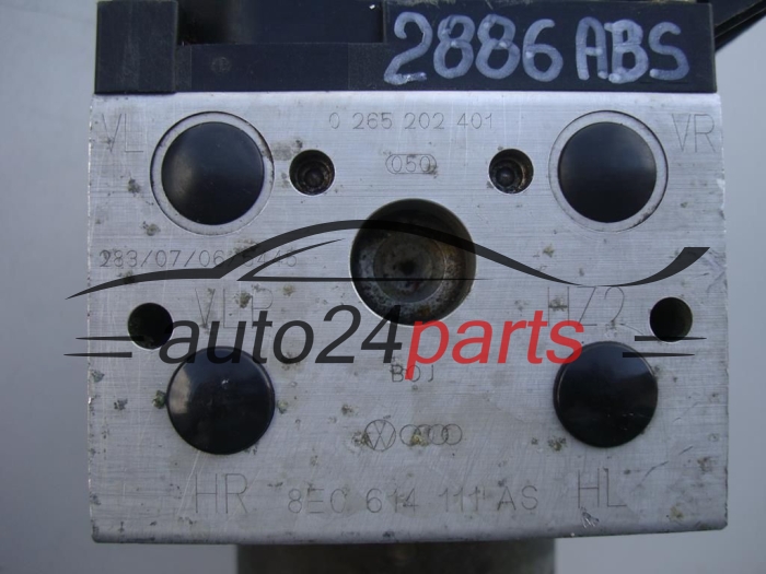 POMPE HYDRAULIQUE ET CALCULATEUR d'ABS AUDI 8E0 614 111 AS, 8E0614111AS, 0 265 202 401, 0265202401