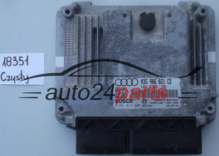 KOMPUTER STEROWNIK SILNIKA AUDI A3 1.9 TDI 03G906021CS, 03G 906 021 CS, BOSCH 0 281 012 608, 0281012608, DIESEL EDC16U34 7443