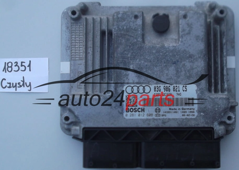 KOMPUTER STEROWNIK SILNIKA AUDI A3 1.9 TDI 03G906021CS, 03G 906 021 CS, BOSCH 0 281 012 608, 0281012608, DIESEL EDC16U34 7443