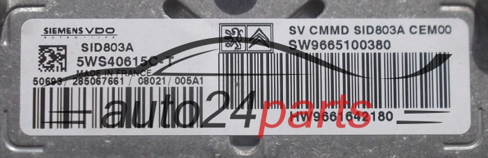 ECU CENTRALITA DE MOTOR CITROEN PEUGEOT 2.0 16V HDI SIEMENS VDO 5WS40615C-T,  SW9665100380, HW9661642180, SID803A 