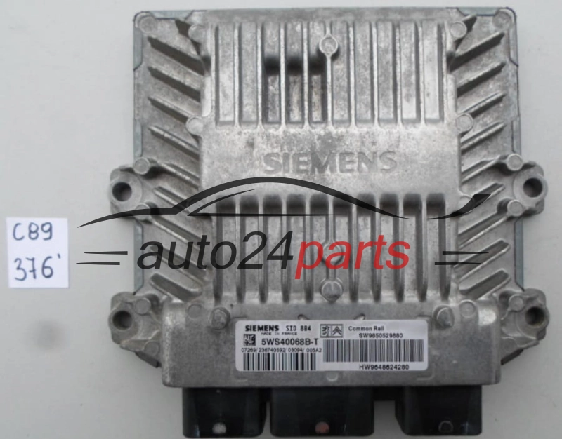 KOMPUTER STEROWNIK SILNIKA CITROEN C3 1.4 HDI SIEMENS 5WS40068B-T, 5WS40068BT, SW9650529880, HW9648624280, SID 804 