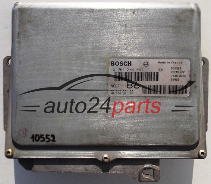 KOMPUTER STEROWNIK SILNIKA PEUGEOT 106 1.0, BOSCH 0 261 204 051, 0261204051, 96 249 361 80, 9624936180, MA3.0 86