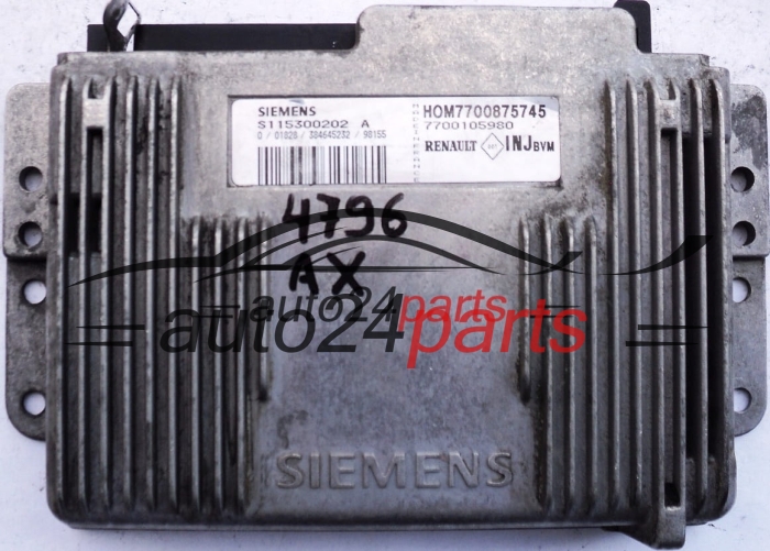 KOMPUTER STEROWNIK SILNIKA RENAULT MEGANE SCENIC 1.6 SIEMENS S115300202A, HOM7700875745, 7700105980