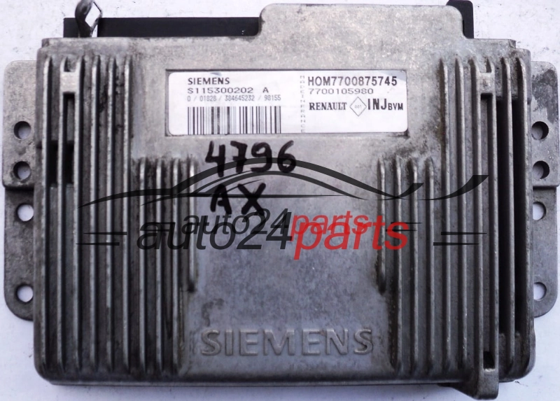 KOMPUTER STEROWNIK SILNIKA RENAULT MEGANE SCENIC 1.6 SIEMENS S115300202A, HOM7700875745, 7700105980