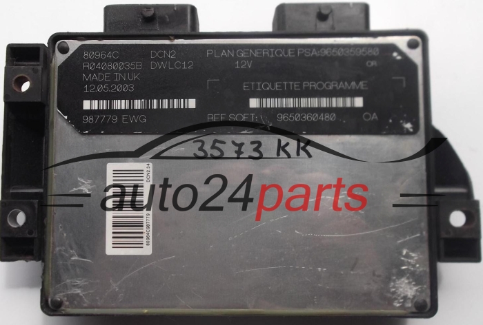 CALCULATEUR MOTEUR CITROEN BERLINGO PEUGEOT PARTNER 1.9 LUCAS R04080035B, PSA 9650359580, SOFT 9650360480, DCN2, DWLC12 