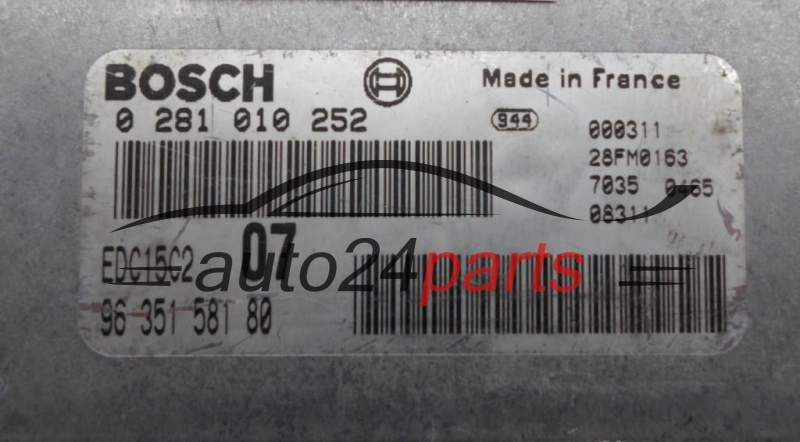 CALCULATEUR MOTEUR PEUGEOT 307 2.0 HDI BOSCH  96 351 581 80