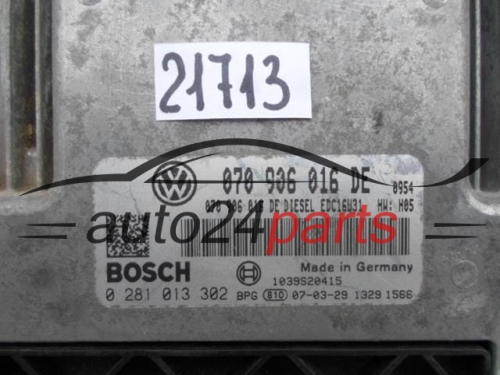 VW VOLKSWAGEN TOUAREG 2.5 TDI BOSCH 0 281 013 302, 0281013302, 070 906 016 DE, 070906016DE, 1039S26410, DIESEL EDC16 