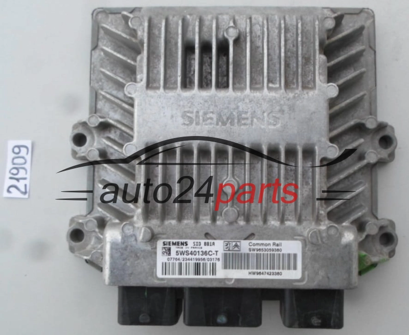 KOMPUTER STEROWNIK SILNIKA CITROEN PEUGEOT 2.0 HDI SIEMENS 5WS40136C-T, 5WS40136CT, SW9653059380, HW9647423380 