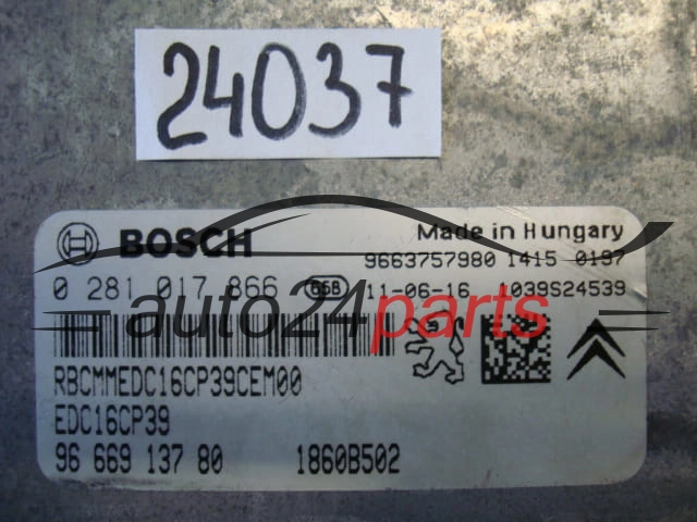 KOMPUTER STEROWNIK SILNIKA CITROEN BOSCH 0 281 017 866, 0281017866, 9666913780