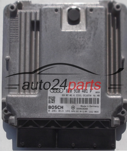 MOTORSTEUERGERÄT ECU STEUERGERAT AUDI A4 3.0 TDI 8E0910401P, 8E0907401AL, BOSCH 0281013191