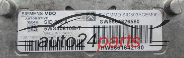 KOMPUTER STEROWNIK SILNIKA CITROEN PEUGEOT 2.0 HDI SIEMENS VDO 5WS40610B-T, 5WS40610BT, SW9664626580, HW9661642180