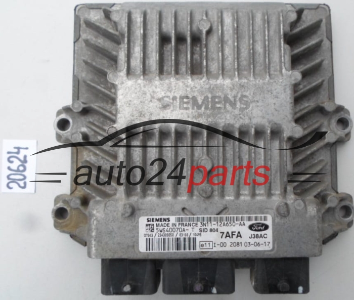 KOMPUTER STEROWNIK SILNIKA FORD FIESTA FUSION 1.4 TDCI SIEMENS 5WS40070A-T, 5WS40070AT, 3N11-12A650-AA, 3N1112A650AA, 7AFA, SID804