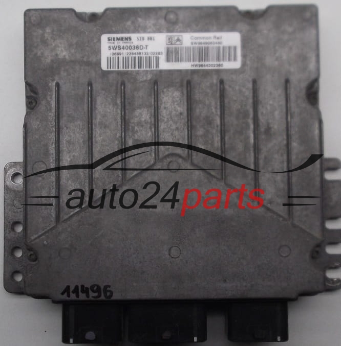 ECU CENTRALITA DE MOTOR CITROEN PEUGEOT 2.0 HDI SIEMENS 5WS40036D-T, 5WS40036DT, SW 9649063480, HW 9644302380