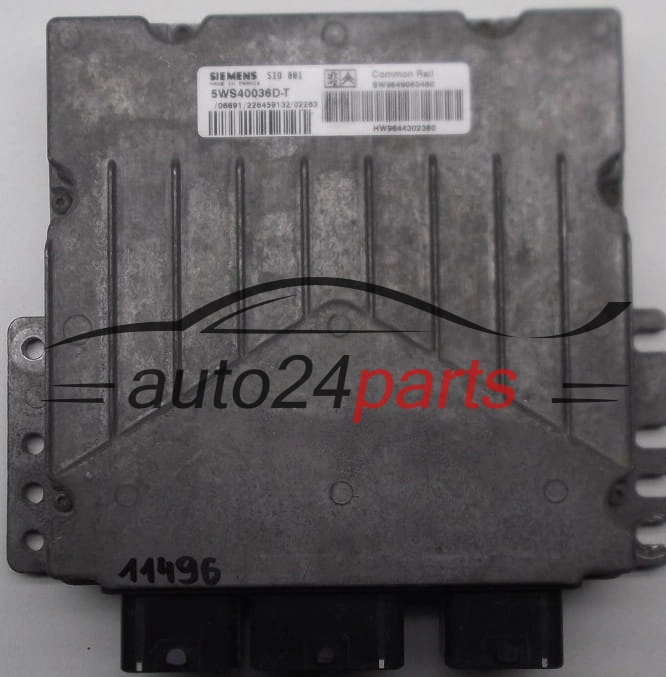 ECU CENTRALITA DE MOTOR CITROEN PEUGEOT 2.0 HDI SIEMENS 5WS40036D-T, 5WS40036DT, SW 9649063480, HW 9644302380