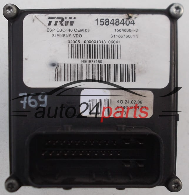 ABS POMPA I STEROWNIK PEUGEOT 407 SIEMENS VDO S118676001N, TRW 15848404, 15848304D, 9661877180