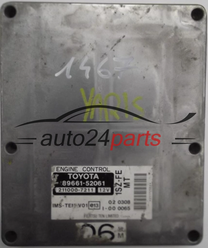 KOMPUTER STEROWNIK SILNIKA TOYOTA YARIS 1.0 12V VVTI 89661-52061, 8966152061, 211000-7211, 2110007211 1SZ-FE MT