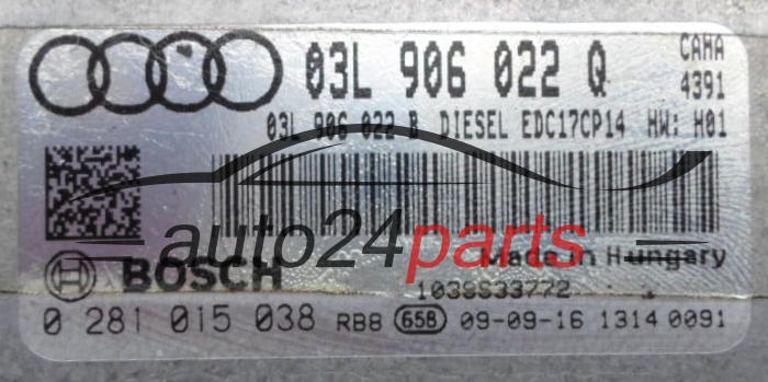 ECU CENTRALITA DE MOTOR  AUDI Q5 2.0 TDI BOSCH  0281015038, 03L906022Q, 03L906022B, EDC17CP14