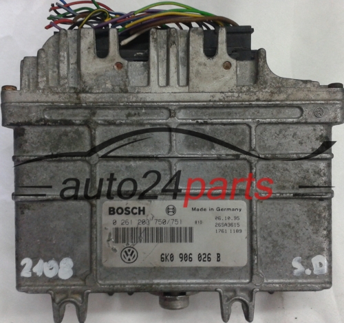 KOMPUTER STEROWNIK SILNIKA SEAT IBIZA CORDOBA 1.4 ABD BOSCH 0 261 203 750/751, 0261203750, 0261203751, 6K0 906 026 B, 6K0906026B
