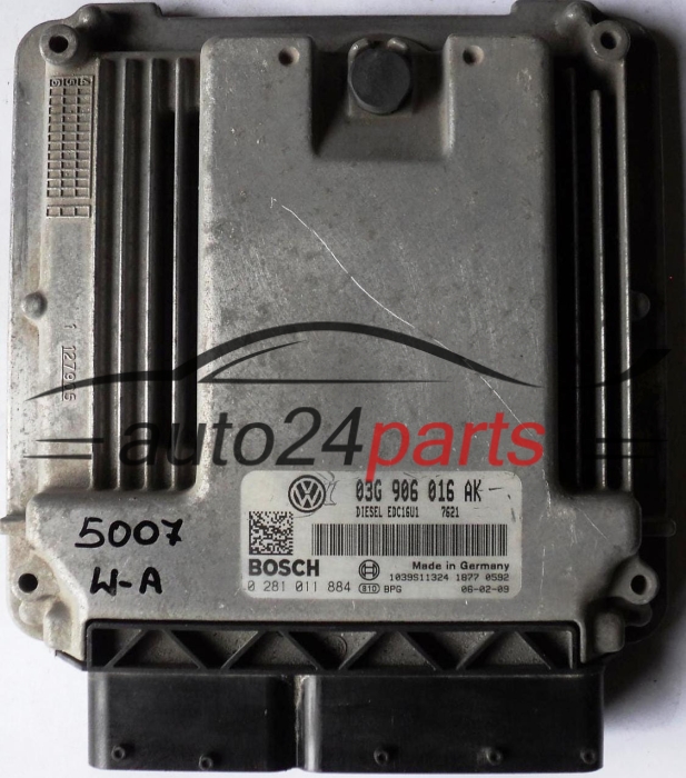 MOTORSTEUERGERÄT ECU STEUERGERÄT SEAT LEON 1.9 TDI 03G 906 016 AK, 03G906016AK, BOSCH 0 281 011 884, 0281011884