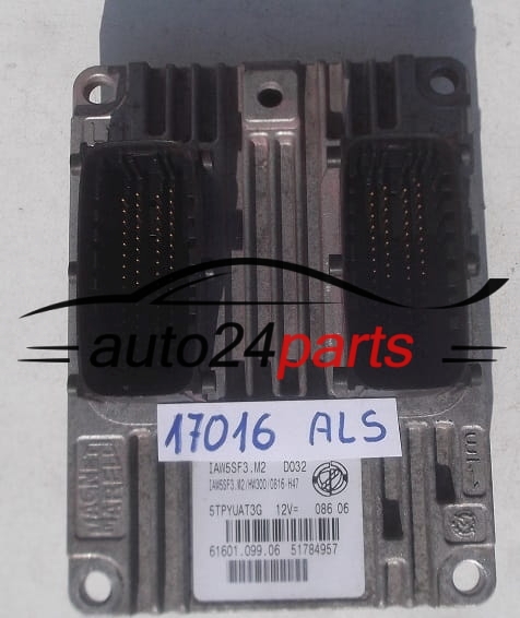 ECU CENTRALITA DE MOTOR FIAT GRANDE PUNTO 1.4 MAGNETI MARELLI IAW 5SF3.M2, IAW5SF3M2, 51784957, 61601.099.06, 6160109906