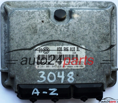 ECU CENTRALITA DE MOTOR VW VOLKSWAGEN GOLF BORA 1.9 TDI 038906018BL, 038 906 018 BL, BOSCH 0 281 001 845, 0281001845, DIESEL 2128, 28SA3791