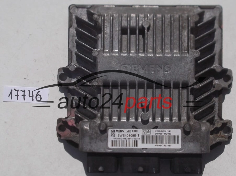 KOMPUTER STEROWNIK SILNIKA CITROEN BERLINGO 2.0 HDI 5WS40108E-T, 5WS40108ET, SW9651942080, SID801A
