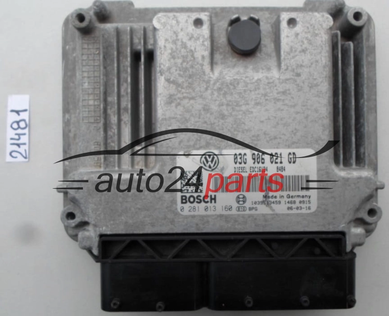 CALCULATEUR MOTEUR SKODA OCTAVIA 2.0 TDI BOSCH 0 281 013 160, 0281013160, 03G 906 021 GD, 03G906021GD