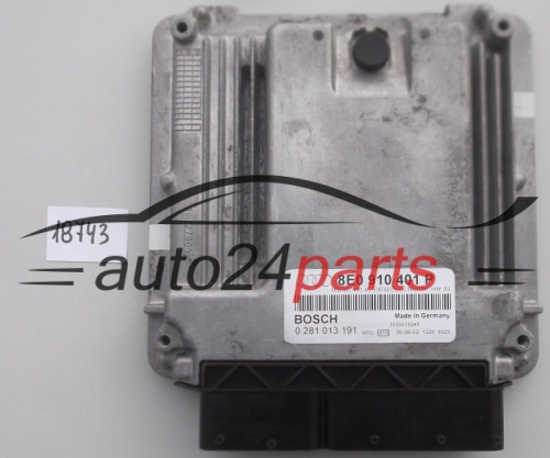 KOMPUTER STEROWNIK SILNIKA AUDI A4 3.0 TDI 8E0910401P, 8E0 910 401 P, 8E0907401AL, 8E0 907 401 AL BOSCH 0281013191, 0 281 013 191