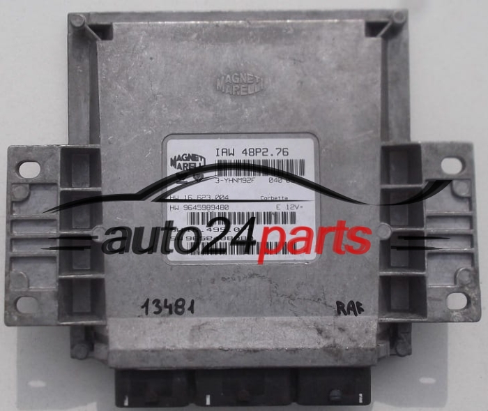 CALCULATEUR MOTEUR PEUGEOT 206 MAGNETI MARELLI IAW 48P2.76, IAW48P276, HW 16.623.004, 16623004, 9645989480, SW 16.495.074, 16495074, 9652488080